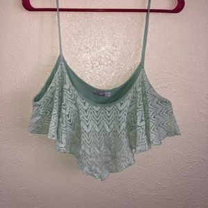 Mint flowy crop top
